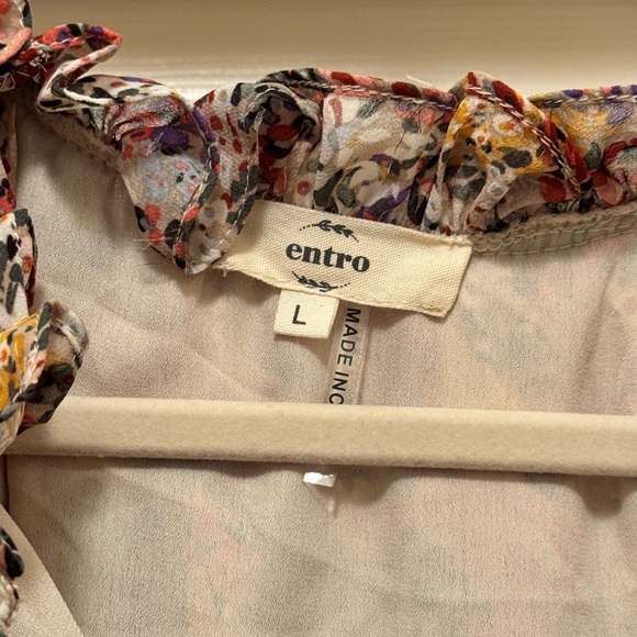 EUC Entro Floral Long Sleeve Blouse Size Large - Picture 5 of 5